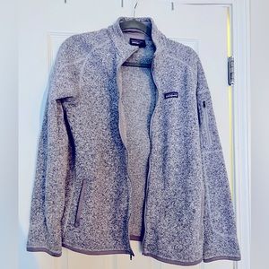 Patagonia zip up fleece lined purple jacket